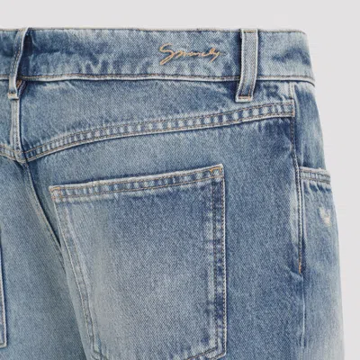 Givenchy Washed Denim Tapered Leg Jeans With Contrast Stitching In Blue