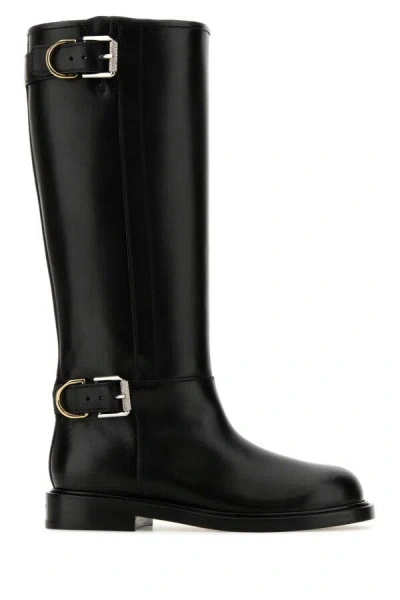 Givenchy Voyou Leather Buckle Tall Moto Boots In Black