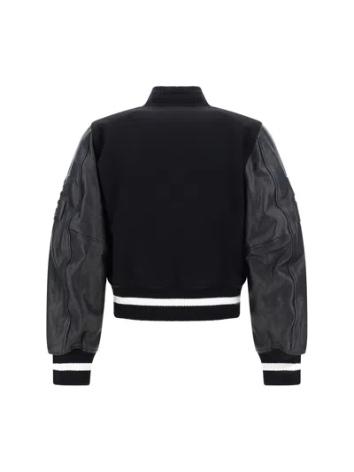 Givenchy Wool Blend Parka With Leather Sleeves And Iconic Branding In Black
