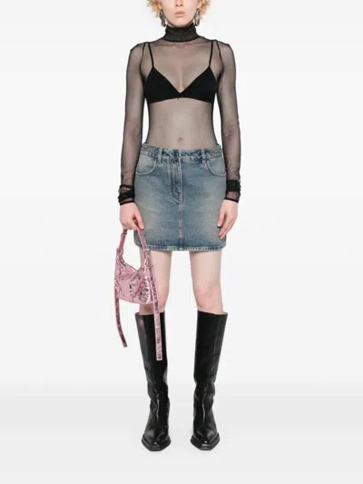 Givenchy Mini Skirt In Denim With Chain Details In Multicolor
