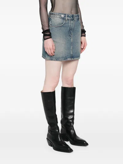 Givenchy Mini Skirt In Denim With Chain Details In Multicolor