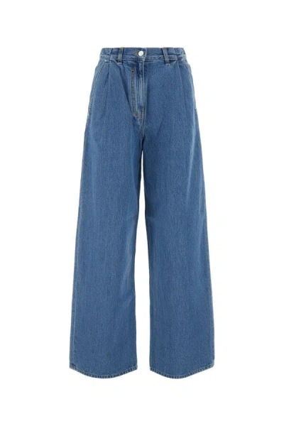 Givenchy High Waist Wide-leg Denim Trousers With Front Pleats In Blue