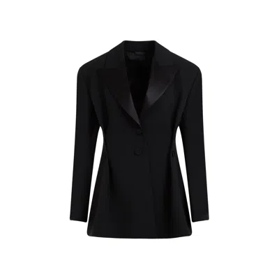 Givenchy Tricotine Wool Tuxedo Blazer In Black