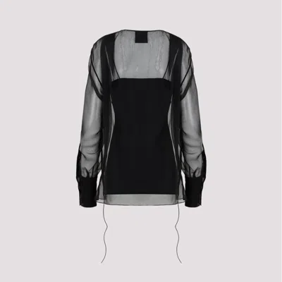 Givenchy Silk Shirt With V-neckline And Draped Lace-up Details In Black