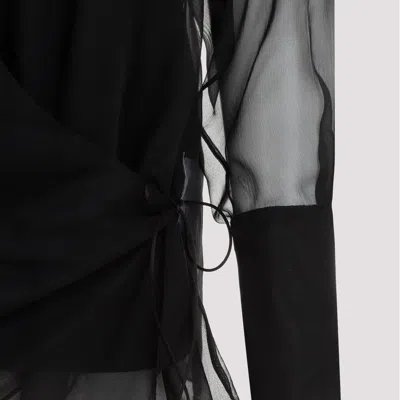 Givenchy Silk Shirt With V-neckline And Draped Lace-up Details In Black