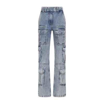 Givenchy Flared Leg Cargo Denim Trousers In Blue