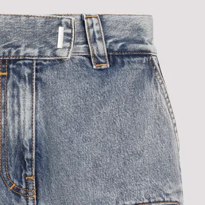 Givenchy Flared Leg Cargo Denim Trousers In Blue