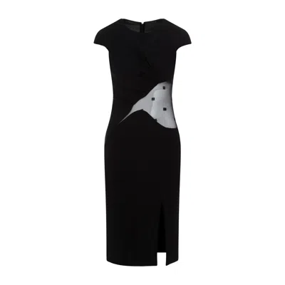 Givenchy Womens Black Semi-sheer Cut-out Woven Midi Dress In Black