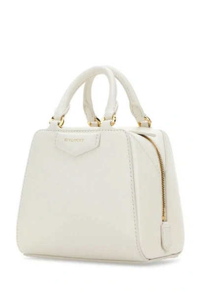 Shop Givenchy Women Ivory Leather Nano Antigona Cube Handbag In White