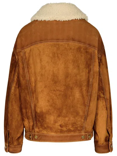 Golden Goose Journey Suede Jacket With Removable Collar In Brown
