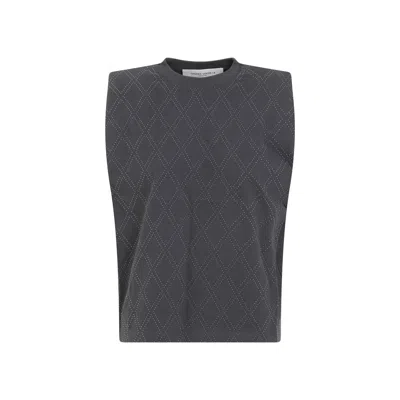 Golden Goose Journey Sleeveless Padded Shoulder T-shirt In Gray