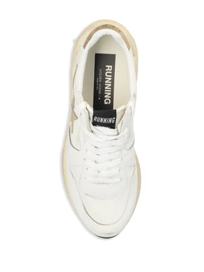 Golden Goose White Running Leather Sneakers In Multicolor