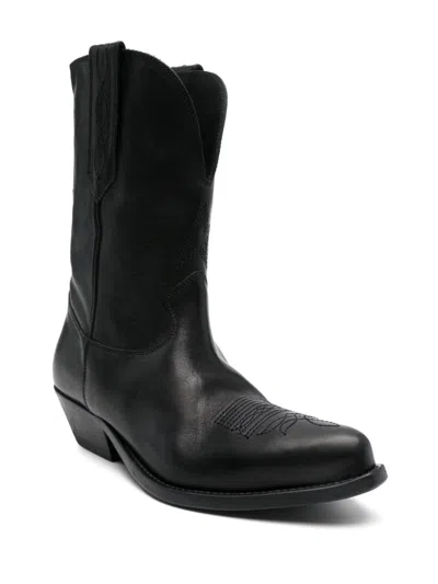 Golden Goose Low Wish Star Textured-leather Cowboy Boots In Multicolor