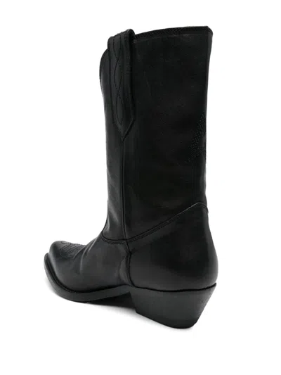 Golden Goose Low Wish Star Textured-leather Cowboy Boots In Multicolor