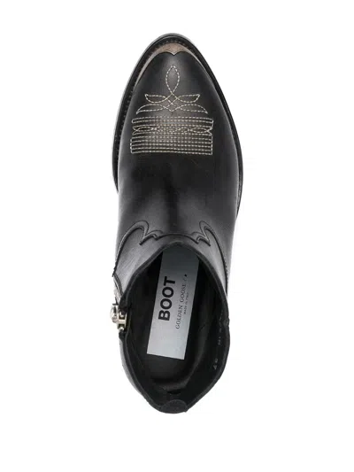 Golden Goose Young Ankle Boots In Leather With Cowboy-style Decoration In Multicolor