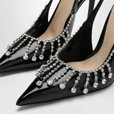 Shop Gucci Black Patent Leather Pump With Crystal Chain Women