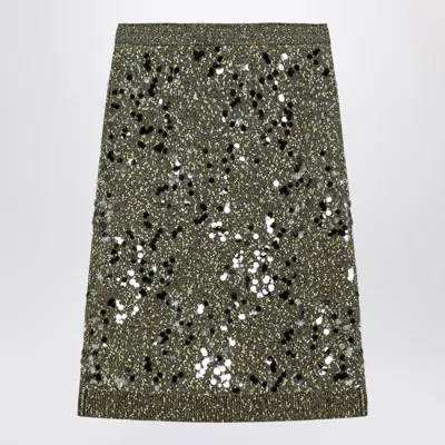 Gucci Dark Green Viscose And Tweed Blend Skirt Women