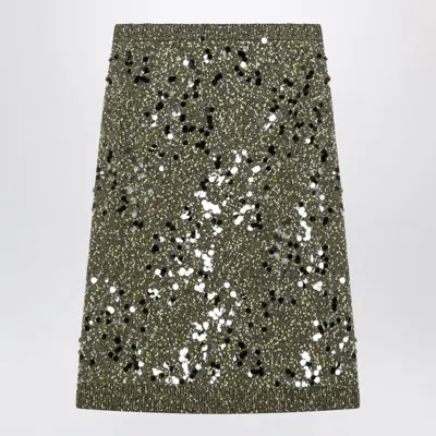 Gucci Dark Green Viscose And Tweed Blend Skirt Women