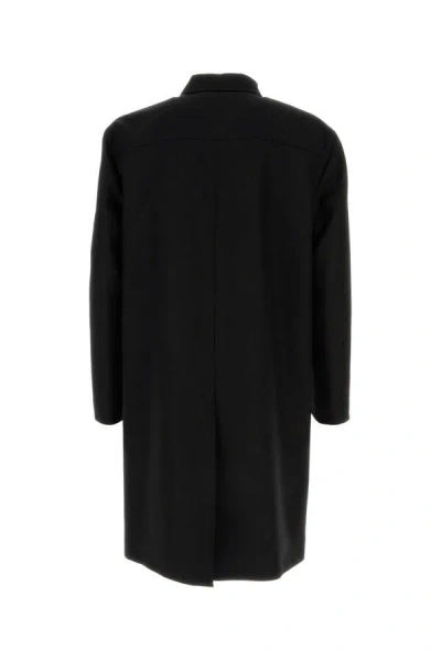 Gucci Wool Coat With Long Sleeves And Side Pockets In Black
