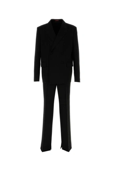 Gucci Wool Suit Double-breasted Design Structured Shoulders In Black