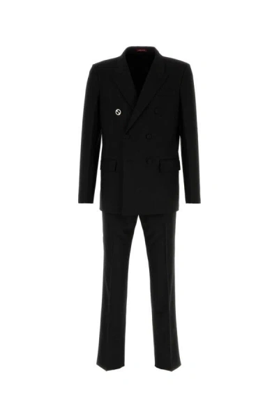 Gucci Wool Suit Double-breasted Design Structured Shoulders In Black