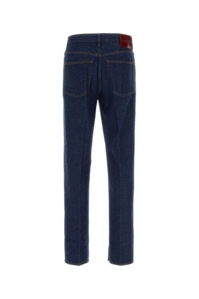 Gucci Logo Patch Straight-leg Jeans In Blue