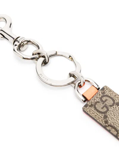 Gucci Mini Supreme Fabric Key Ring With Leather Details In Multicolor