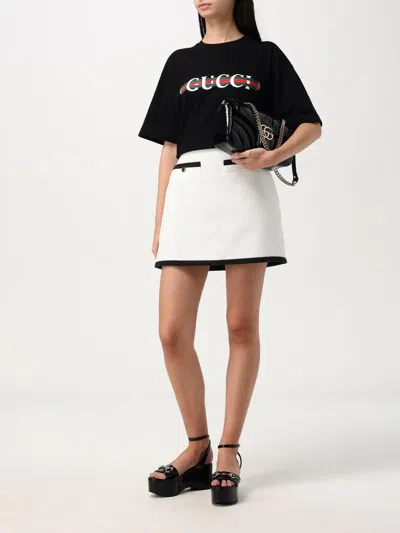 Gucci Tweed Mini Skirt Women In White