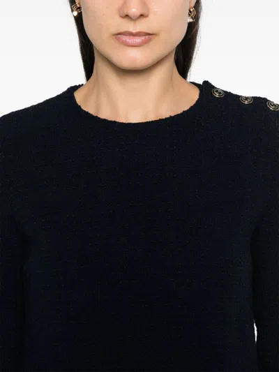 Gucci Dark Blue Checked Boucle Wool Dress In Multicolor