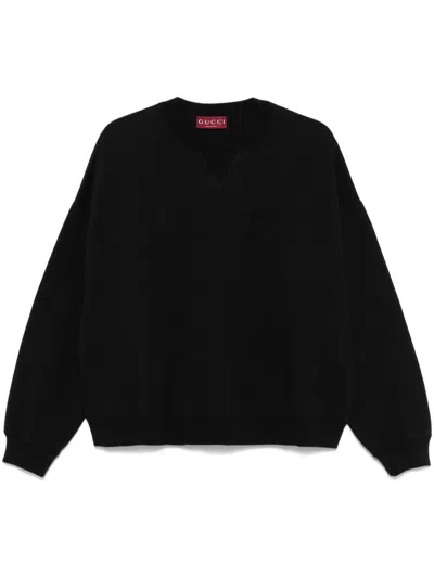 Shop Gucci Women Embroidered Logo Cotton Sweatshirt In Multicolor