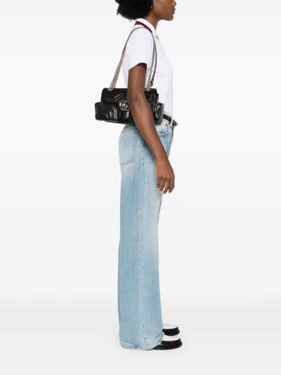 Gucci Small Shoulder Bag With Chain Strap And Chevron Pattern In Multicolor