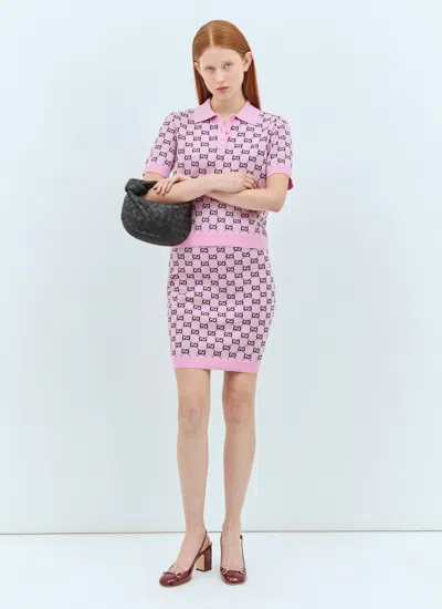 Gucci Women Gg Wool Mini Skirt In Pink