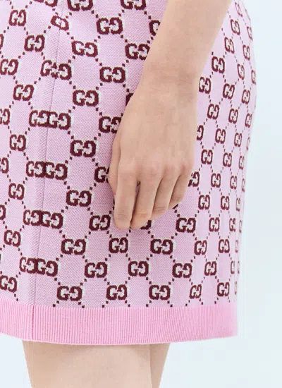 Gucci Women Gg Wool Mini Skirt In Pink