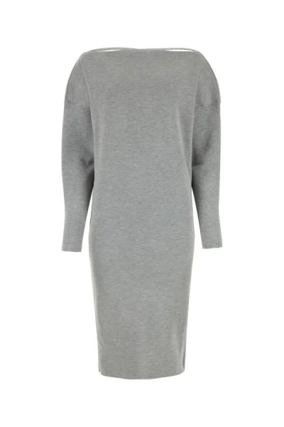 Gucci Grey Stretch Wool Blend Dress In Gray