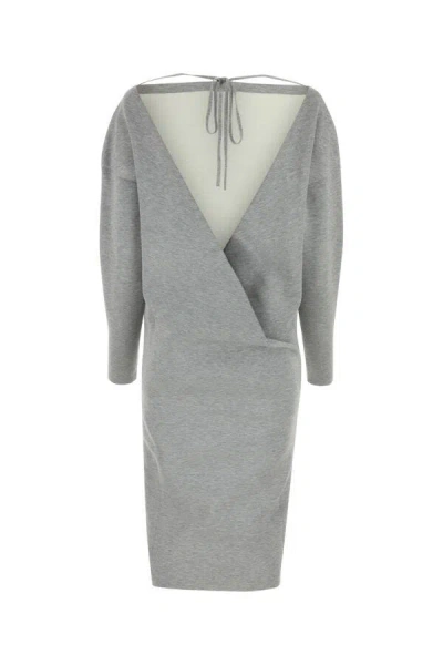 Gucci Grey Stretch Wool Blend Dress In Gray