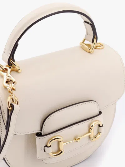 Gucci Leather Handbag With Horsebit Detail On The Front In White