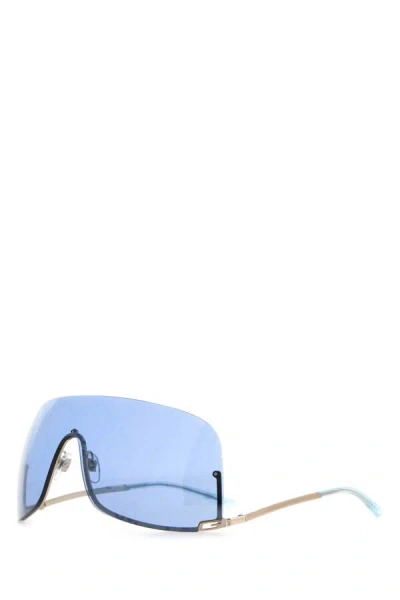 Gucci Metal Sunglasses With Curved Tips And Single Lens In Silver