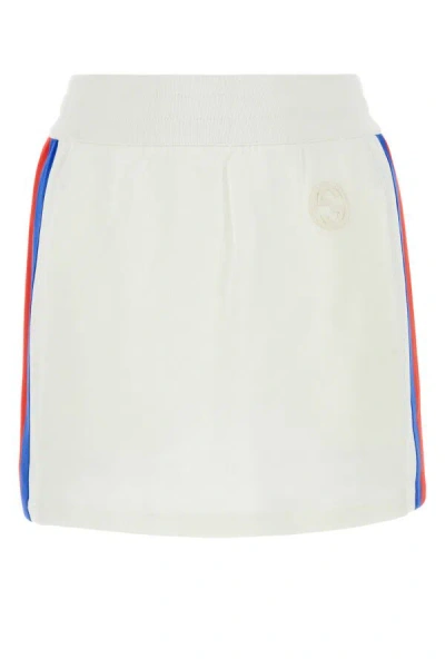 Gucci White Jersey Mini Skirt In White