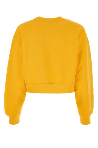 Gucci Crew Neck Cropped Sweatshirt With Graphic Print In Yellow