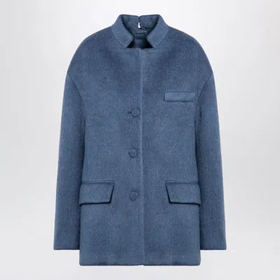 Gucci Wool Blend Melange Aviator Jacket Women In Blue