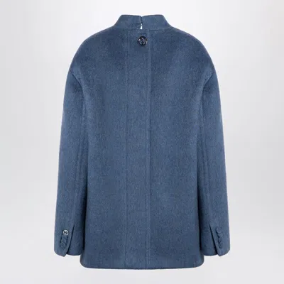 Gucci Wool Blend Melange Aviator Jacket Women In Blue