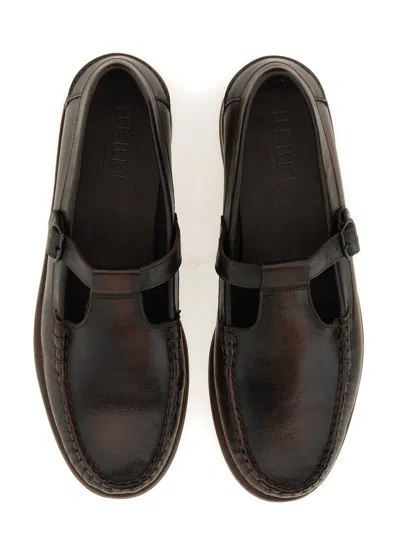 Hereu Men's Alber Moccasin T-bar Loafer In Brown