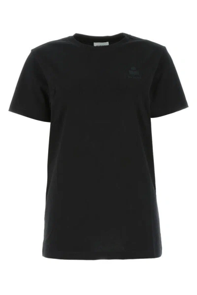 Isabel Marant Étoile Black Crewneck T-shirt With Logo Embroidery In Cotton Woman Isabel Marant Etoile In Black