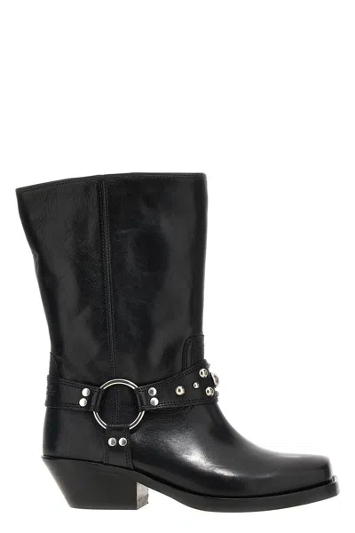 Isabel Marant Antya Leather Cowboy Boots In Black