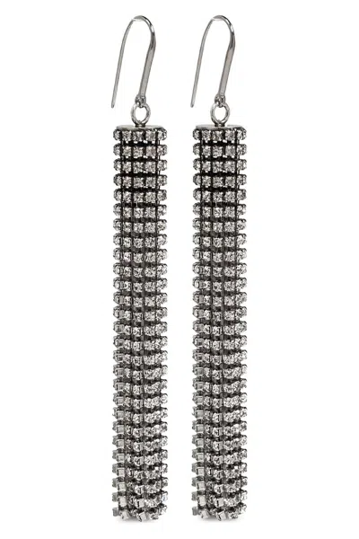 Isabel Marant Dangling Rhinestone Drop Earrings In Silver