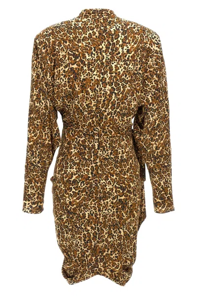 Isabel Marant Cleora Asymmetric Belted Leopard-print Stretch-silk Dress In Multicolor