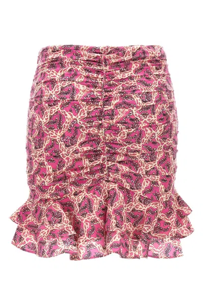 Isabel Marant Milendi Gathered Mini Skirt With Ruuffles In Pink