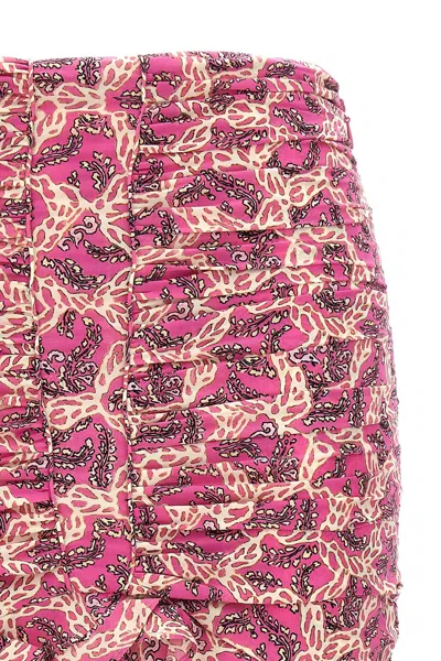 Isabel Marant Milendi Gathered Mini Skirt With Ruuffles In Pink