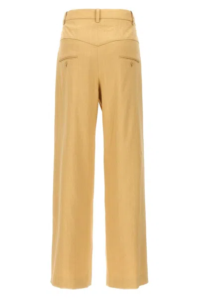 Isabel Marant High Waist Pleated Wide Leg Trousers In Cream