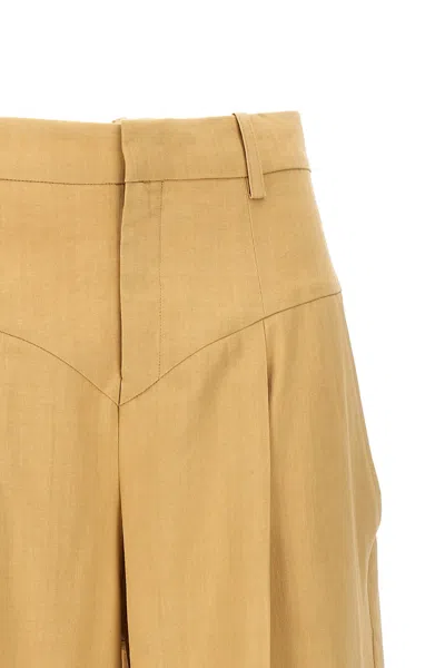 Isabel Marant High Waist Pleated Wide Leg Trousers In Cream